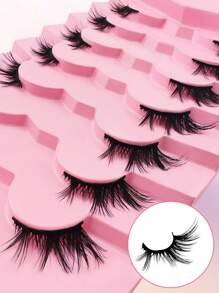 False Eyelashes 7 Pairs Cat Eye Tail Elongated Half Lashes 3/4 Corner Lashes Natural Look - Black - View 5