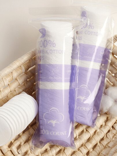 300/200 Disposable Round Makeup Pads, Makeup Removal Pads, Facial Cleanser Travel Portable Set 5.8*5.8cm 3 Layers Thickened, Double-Sided Double-Effect Cleansing Disposable Makeup Pads