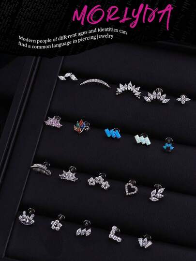 1 件时尚钛金属唇钉内螺纹耳钉天鹅叶天鹅 5A 氧化锆石 G23 植入级唇钉心形耳环鼻环鼻中隔珠宝月亮猫爪耳环铰链鼻中隔环眼海螺耳轮耳钉唇钉梦露唇环唇钉顶部螺丝平背耳环耳钉海螺唇钉梦露美杜莎唇鼻穿孔女士日常佩戴圣诞节和万圣节礼物情人节