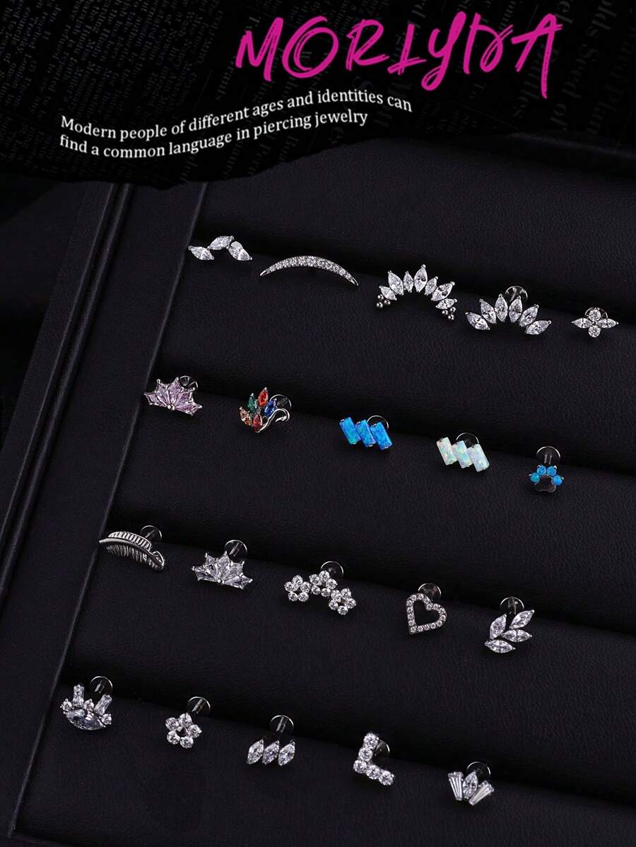 1 件时尚钛金属唇钉内螺纹耳钉天鹅叶天鹅 5A 氧化锆石 G23 植入级唇钉心形耳环鼻环鼻中隔珠宝月亮猫爪耳环铰链鼻中隔环眼海螺耳轮耳钉唇钉梦露唇环唇钉顶部螺丝平背耳环耳钉海螺唇钉梦露美杜莎唇鼻穿孔女士日常佩戴圣诞节和万圣节礼物情人节 - 彩色 - 查看 1