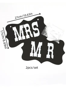2 件/套派对纸质拍摄道具，拉旗，拉花，创意拍照道具，纸质 MR&MRS 卡，适用于婚礼派对装饰，婚纱拍摄，新娘和新郎，婚礼拉回旗 - 彩色 - 查看 9