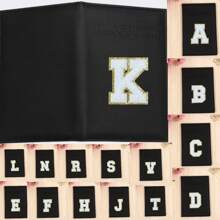 Chic Personalized Passport Holder For Women & Teens - Initial PU Leather Wallet With 26 Letter Patches, Stylish Travel Card Case, Perfect Unique Gift For Her, Enhance Your Jetset Style Travel Essentials School Back To School School Supplies Holiday Holiday Essentials Vacation Accessories Passport Cover - Black - View 1