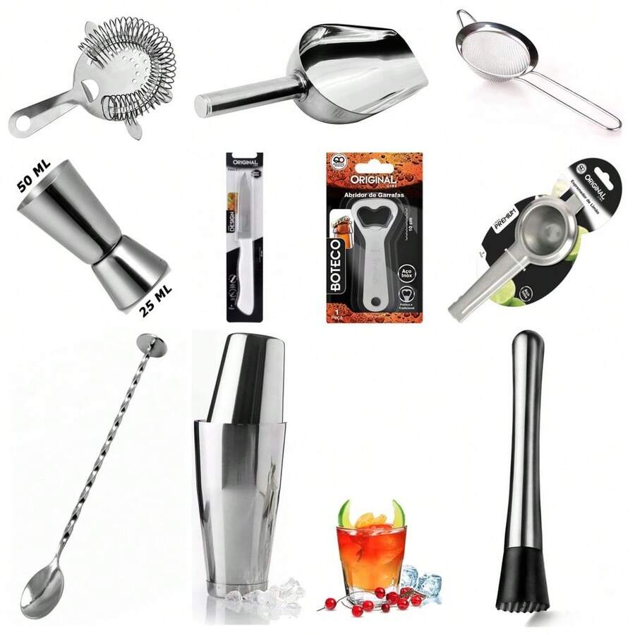 Boston 820 Ml Professional Cocktail Shaker Kit With Stainless Steel Weights And Accessories - Nhiều màu - Xem 1