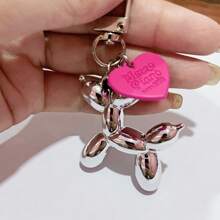 Portachiavi a forma di cane palloncino a cuore per coppie, ciondolo fai da te per borse, San Valentino, accessori per auto, charm per borse, scuola