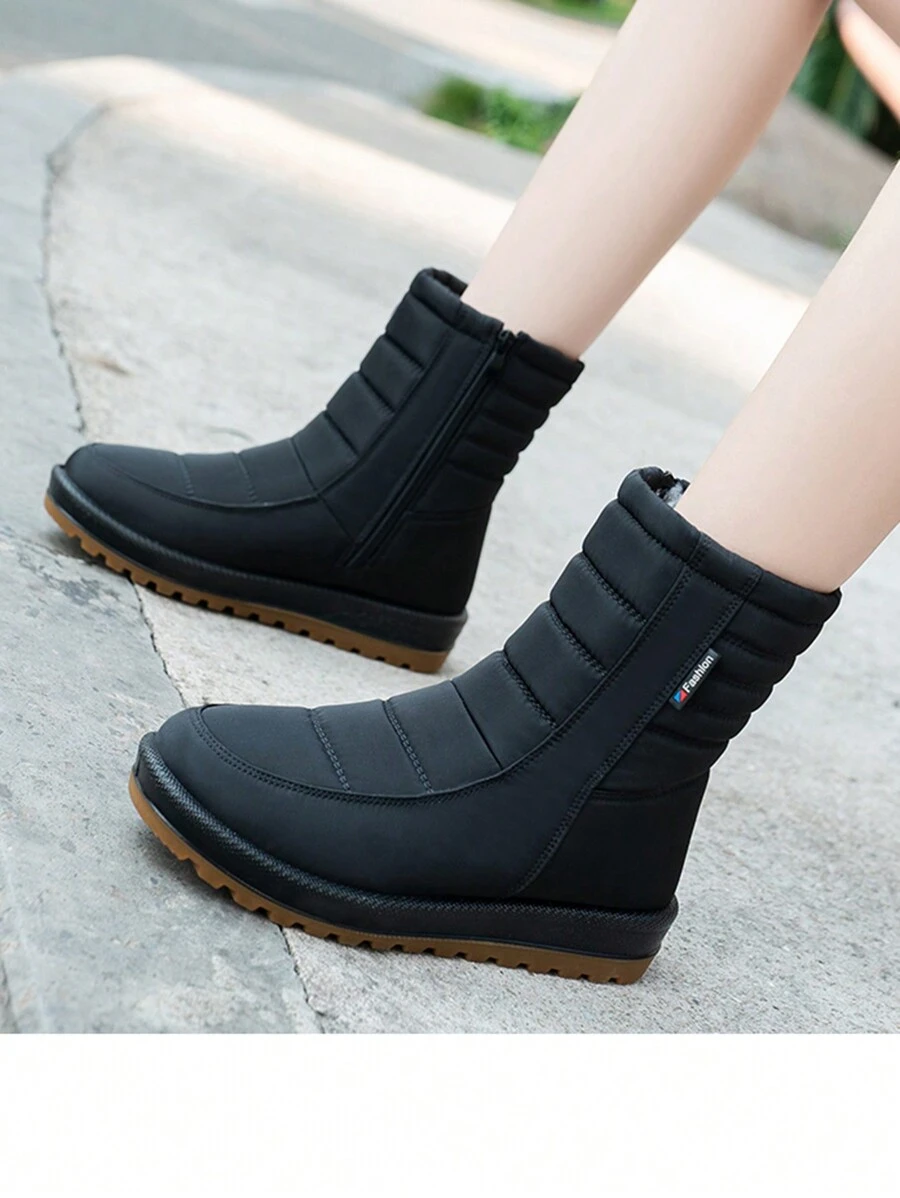 Giày bốt đi tuyết ấm áp lót Nano Thermal Mid-Calf dành cho bà mẹ trung niên và cao tuổi, chống trượt, mùa thu/đông - màu đen - Xem 1