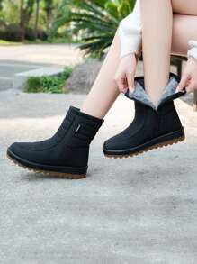 Giày bốt đi tuyết ấm áp lót Nano Thermal Mid-Calf dành cho bà mẹ trung niên và cao tuổi, chống trượt, mùa thu/đông - màu đen - Xem 4