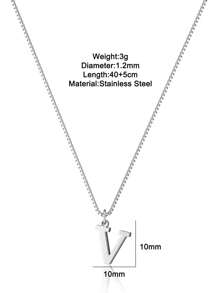 Magic Fish 1pc Classic 26 Alphabet Letter Necklace A-Z Initial Pendant Necklace Stainless Steel Jewelry Gift, Suitable For Daily Wear