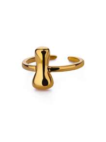1PC Fashion 26 English Initial Chunky Rings For Women Men Opening 18K Gold Plated Smooth Stainless Steel Letter Ring European And American Style Finger Jewelry Accessories