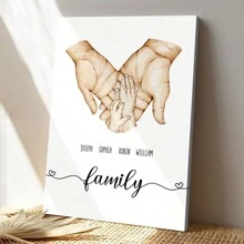 Custom Character - Family Names Parents Hands - Personalized Custom Framed Canvas Wall Art Family Gift Gifts Birthday Graduation - As Shown - View 5
