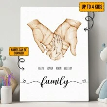 Custom Character - Family Names Parents Hands - Personalized Custom Framed Canvas Wall Art Family Gift Gifts Birthday Graduation - As Shown - View 2