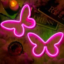 1pc 8.89x6.06in (Approx.22.6x15.4cm) Neon Sign Butterfly Usb/Battery Powered Pink Led Neon Light Wall Decor For Bedroom, Festival Valentine's Day Party Decoration, Birthday Decoration, Wedding Decoration, Home Decoration, Christmas Decoration