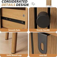 Cómoda de 6 cajones, cómoda bohemia de madera - Cómoda con 6 cajones para dormitorio, sala de estar, pasillo, entrada, ahorro de espacio, fácil montaje, natural - Marrón - Ver 3