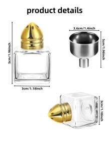 6pcs Mini 0.5oz Cubic Salt And Pepper Shakers, Mini Glass Spice Bottles Spice Salt Jars For Wedding Party Home Restaurant Kitchen (With Funnel)Christmas Gift