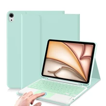 Etui z klawiaturą i uchwytem na długopis, odłączana i ładowalna klawiatura z panelem dotykowym (280 mAh) kompatybilna z Samsung Galaxy Tab / IPad / Redmi Pad Se, magnetyczna klawiatura Bluetooth (miętowa zieleń)
