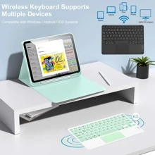 Etui z klawiaturą i uchwytem na długopis, odłączana i ładowalna klawiatura z panelem dotykowym (280 mAh) kompatybilna z Samsung Galaxy Tab / IPad / Redmi Pad Se, magnetyczna klawiatura Bluetooth (miętowa zieleń)