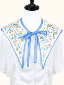1pc Fashionable Women/Girls Floral Pattern Elegant Decorative Scarf/Collar Piece For Daily Wear - Blue - View 1