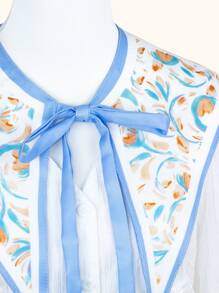 1pc Fashionable Women/Girls Floral Pattern Elegant Decorative Scarf/Collar Piece For Daily Wear - Blue - View 3