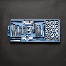 VA-Cerulean Thread Cutting Set 32 Pieces/40 Pieces/110 Pieces With Plastic Case Thread Cutter Made Of Steel Coarse Thread Cutter Drill Tools Metric M2-M18 Double Thread Template Fine Thread Tap Set - Blue-40 Pieces - View 5