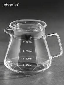 choxila 1pc Transparent Coffee Server For Pour Over Coffee Maker, Glass Coffee Carafe, Diamond Shape Clear Coffee Pot With Lid Back To School - Transparent - View 3