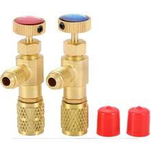Válvula de Seguridad Líquida, 2 Piezas R410A R22 Aire Acondicionado Refrigerante 1/4"Adaptador de Seguridad Válvula de Carga de Refrigerante,Válvulas De Seguridad Para Cargar Refrigerante R410a Y R22 - Dorado - Ver 3