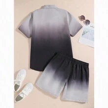 2 Pcs Men's Summer Outfits, Hawaiian Casual Lapel Short Sleeve Button Up Shirt & Drawstring Shorts Set For Summer Outdoor Activities