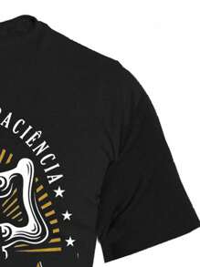 Cotton T-Shirt Short Sleeve Print God Give Me Patience Because If You Give Me Beer I'll Drink It All - màu đen - Xem 2