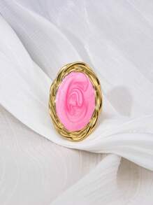 Mazuer 1pc Vintage Goudkleurige Minimalistische Chic Oversized Ronde Spiegel Design Ring Voor Vrouwen, Veelzijdige Modeaccessoire Voor Lente/Zomer, Strand, Pasen, Western, Afstuderen, Terugkeer Naar School, Cadeau, Feest, Pendelen, Vakantie