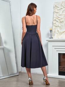 PARTHEA Strapless Padded Underwire A-Line Dress - Navy Blue - View 3