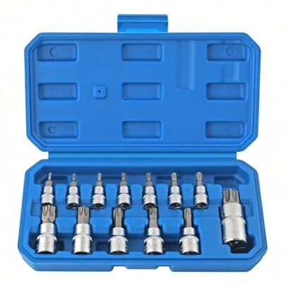 13pcs Flower-Shaped Hex Socket Set, Hex Star Socket Bits, Hex Star Screwdriver Bits 1/4" 3/8" 1/2" T8-T70