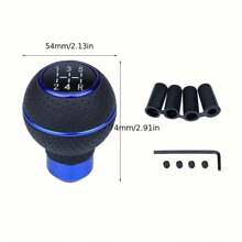 Universal Leather 5-Speed Knob Gear Shifter Stick, Aluminum Manual Transmission Gear Shift Handle, Auto Part - one-size - View 3