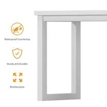 DlandHome Dining Table Set For 4,Kitchen Table With Benches,Wooden Dining Table And Chair Set Of 3, Iron Frame, White - 白色 - 查看 5