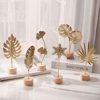 1pc Nordic Style Luxury Metal Crafted Decorative Accessory, Creative Home Decor For Living Room Entryway Cabinet - Iron Almond Leaf Ornament Tabletop Decoration Best Gifts Birthday Graduation