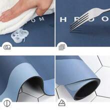 Square Bathroom Mat Absorbs Water Non-Slip Quick Drying 38x58cm - 淺灰色 - 查看 4