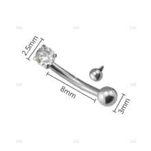 Kit 12 Piercing Tragus Curved Rhinestone With 8mm Ball - Bạc - Xem 2