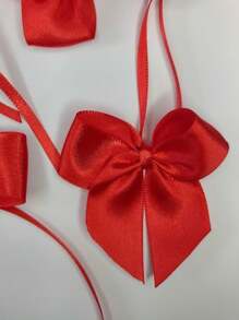 Satin Bow No. 5 - 6x6cm With Ribbon For Tying - 30 Units - Decorations For Sweets, Tables, Acrylic Balls And Spheres, Milk Boxes, Personalized Items And Souvenirs - Đỏ - Xem 2