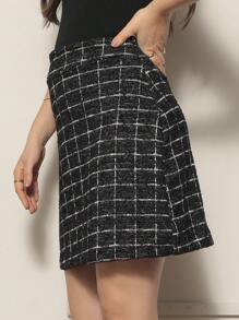 Women's S. Tweed Double Skirt - màu đen - Xem 3