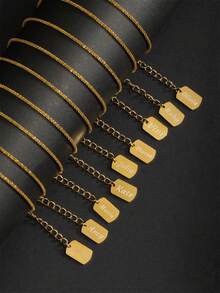 1pc Beach Style Women's Shiny Silver & Gold Stainless Steel Name Pendant Anklet - Silver - View 5