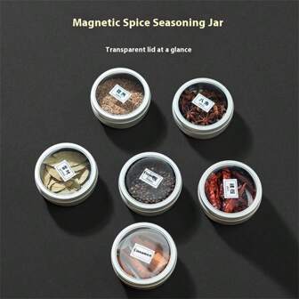 3pcs Magnetic Spice Jar - Tinplate Storage Box For Kitchen Refrigerator, Mini Ingredient Organizer
