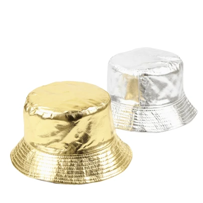 1pc Reversible Glossy Metallic Bucket Hat, Unisex Foldable Laser Shiny Bucket Hat For Sun Protection, Christmas Santa Snowman Snowflake Printed Bucket Hat, Christmas GiftMen's Sun Hat Summer Hat, Suitable For Summer Outdoor Activities Such As Hiking And Fishing,Beach,Holiday