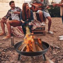 YUENFONG Feuerschale Runde Ø 80 cm mit Wasserablaufbohrung, Feuerstelle Garten für den Terrasse und Balkon, Feuertonne und Feuerkorb, Metall Feuerschalen für Heizung/BBQ