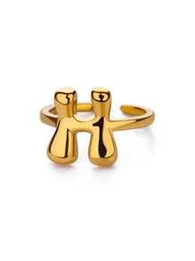 1PC Fashion 26 English Initial Chunky Rings For Women Men Opening 18K Gold Plated Smooth Stainless Steel Letter Ring European And American Style Finger Jewelry Accessories