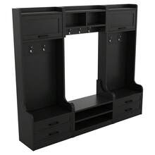 4-In-1 Detachable Hall Tree With Storage And 7 Hooks, Multiple Functions Hallway Coat Rack With Storage Drawers And Cabinet, Antique Beige Shoe Bench For Entryway Hallway - 黑色+刨花板+MDF-1 - 查看 10