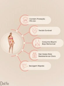 Arsie Triangle Bikini Set With Removable Padded Bra, Thin And Adjustable Straps And Tie-Up Bottoms - 橘色/白色/粉紅色 - 查看 2