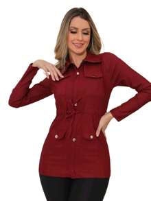Bengaline Parka Women's Blouse With Buttons Cold Weather Clothing - Màu Đỏ Sâu - Xem 1