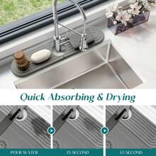 1 pièce Tapis de robinet de cuisine - Écran anti-éclaboussures en diatomite pour évier, plateau absorbant l'eau en pierre à séchage rapide, avec papier de verre, convient pour évier de cuisine, baignoire de salle de bain, séchage rapide, antidérapant, facile à nettoyer, 45 x 10 cm, 60 x 10 cm - Multicolore - Voir 8