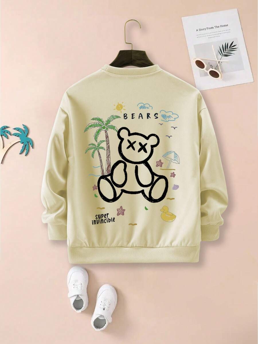 Girls Crew Neck Long Sleeve Sweatshirt - Apricot - View 1