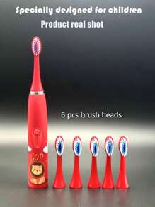1 Electric Toothbrush With 6 Replacement Brush Heads, Cross-Border - Red - View 4