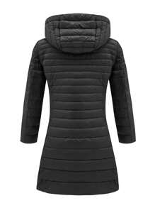 Giolshon 女士休闲连帽羽绒服，带口袋，轻便透气，适合日常穿着 - 黑色 - 查看 6