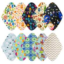 Set de 10 piezas/5 piezas/3 piezas de toallas higiénicas de flujo abundante de uso nocturno, color aleatorio, lavables y reutilizables, forros de braga de carbón de bambú