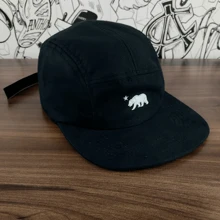 Anth Co Original Premium Suede Strapback 5 Panel Skater Cap Straight Brim Bear Embroidered StreetwearBearStreet StyleFabricEmbroidery - 黑色 - 查看 2